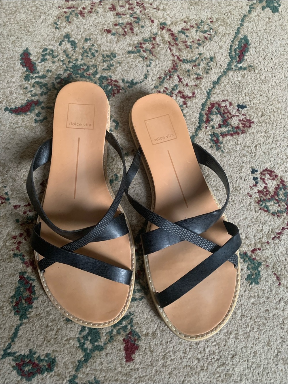 Dolce Vita Black Leather Crisscross Slide Sandals
